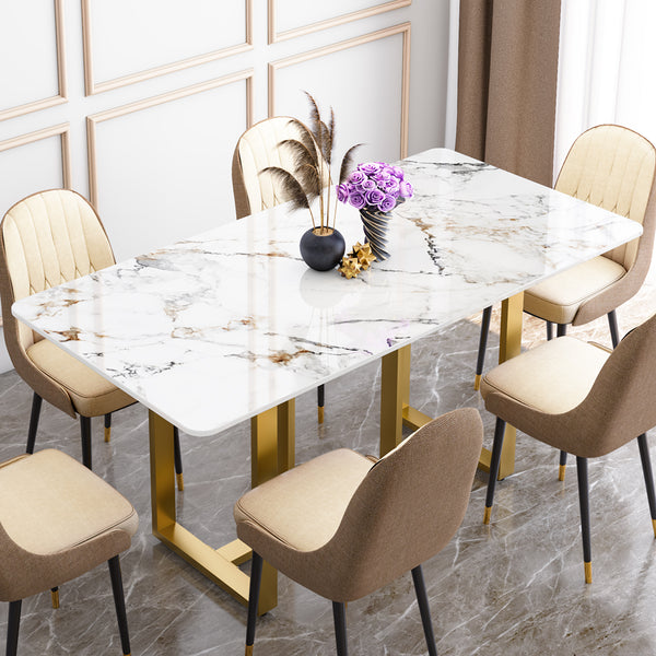 TRAVERSE 6 Seater Porcelain Marble Dining Table