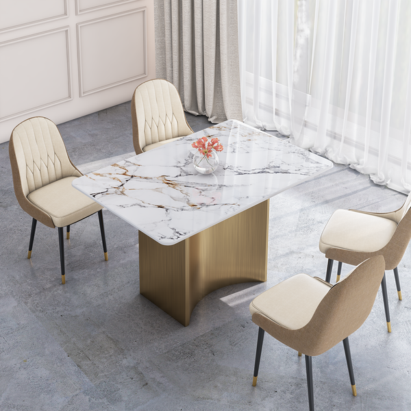 CONTOUR 4 Seater Porcelain Marble Dining Table